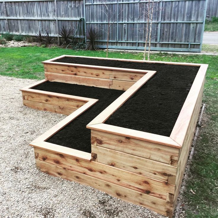 L-shaped two-tier garden box